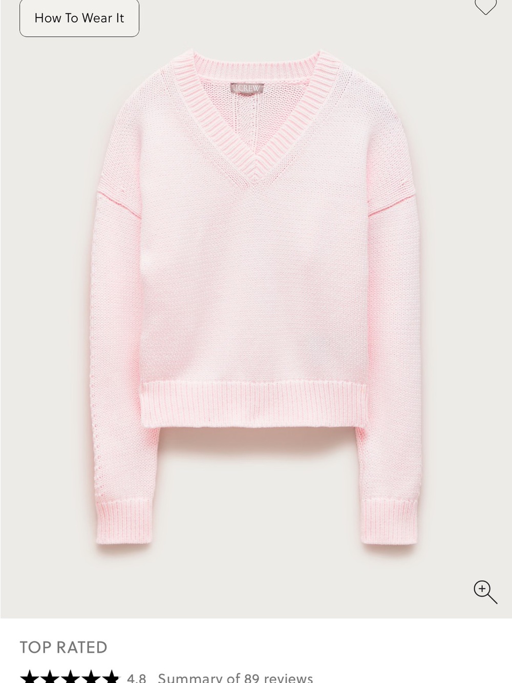 J. Crew Pale Pink Cotton-blend V-neck pullover sweater